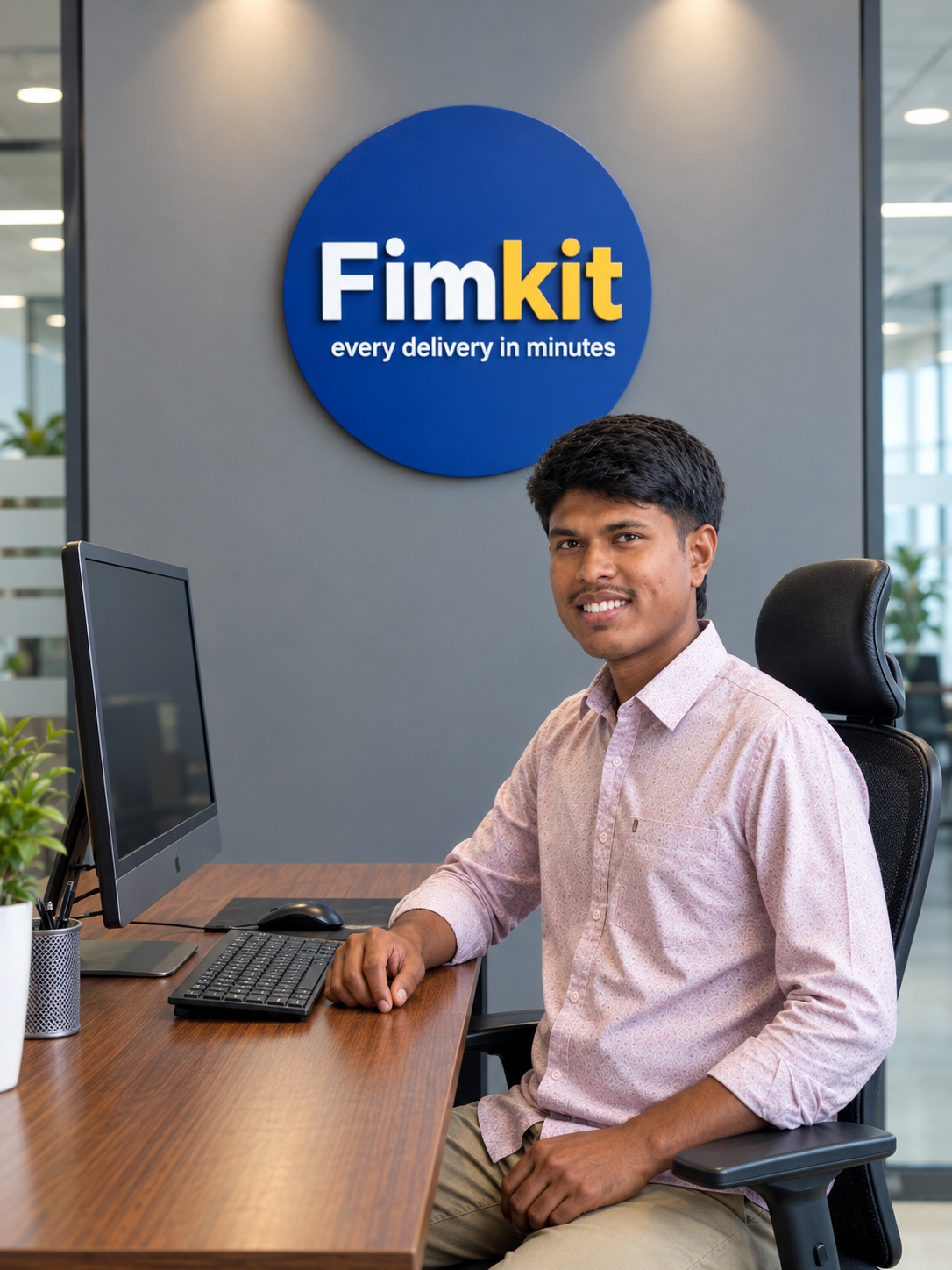 Fimkit headquarters office in Udaipur with official wall logo