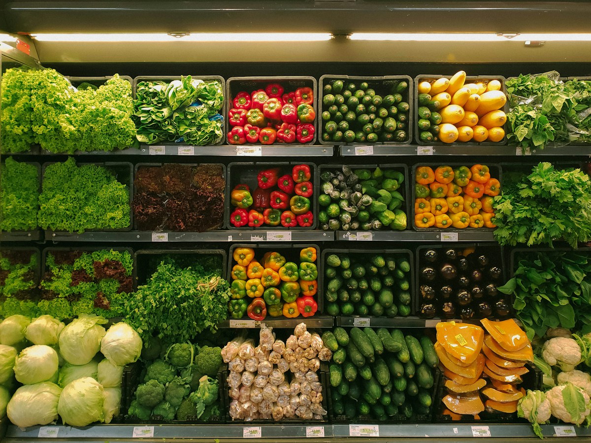 Vibrant fresh vegetables and grocery basket ready for fast delivery